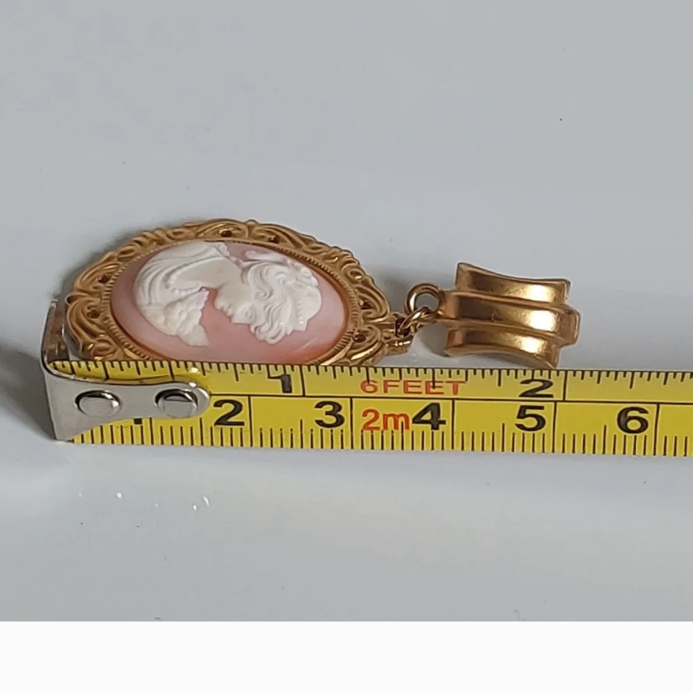 Vintage Cameo Necklace 2" – Gold Frame, Westerncore Cottagecore Chic - Picture 6 of 6